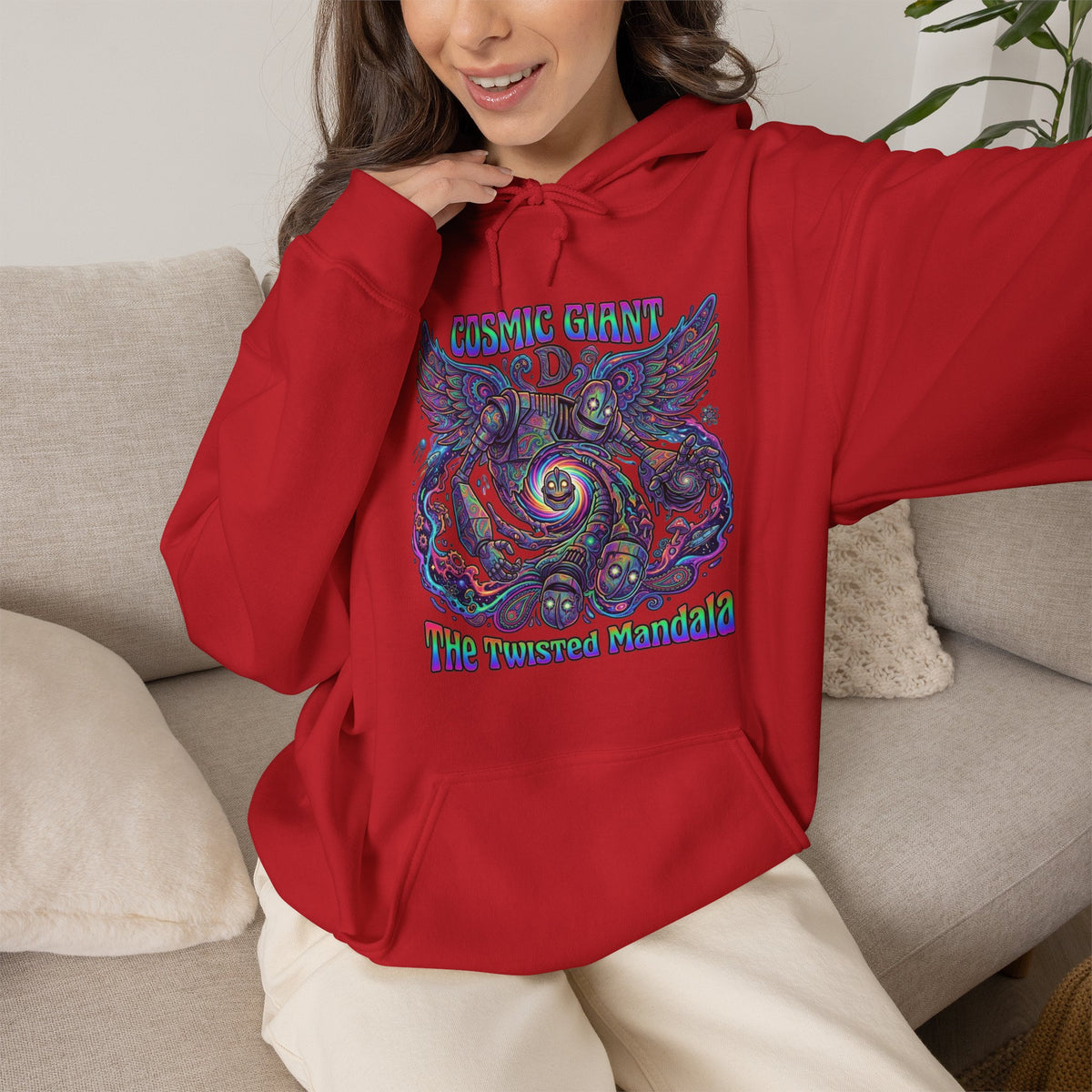 Vert Iron Giant Psychedelic Vintage Style Unisex Graphic Hoodie
