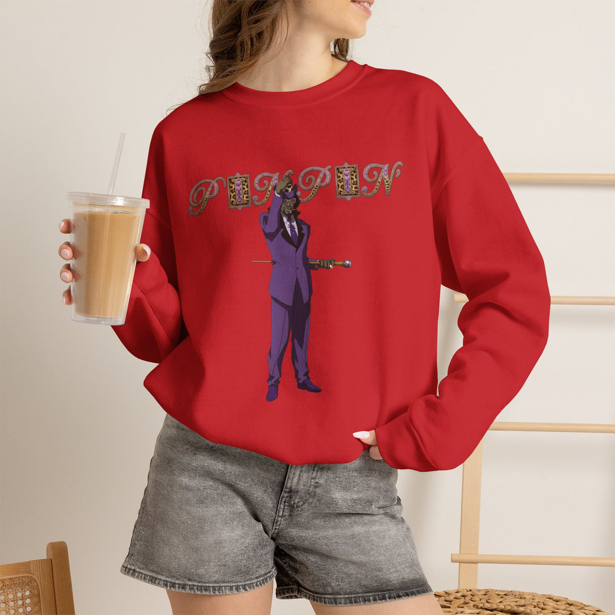 Vert Pimp Named Slickback Vintage Style Unisex Graphic Crewneck Sweatshirt
