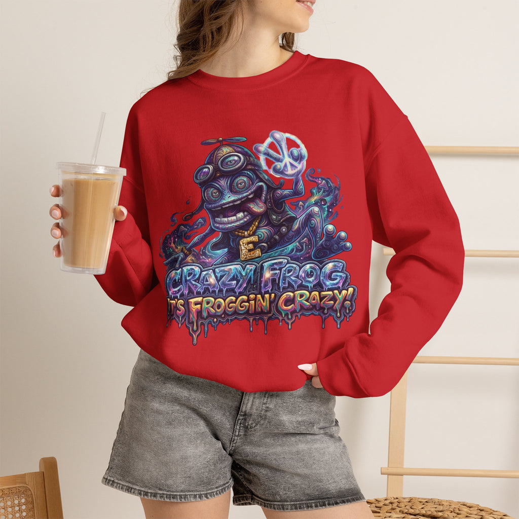 Vert Crazy Frog Psychedelic Vintage Style Unisex Graphic Crewneck Sweatshirt