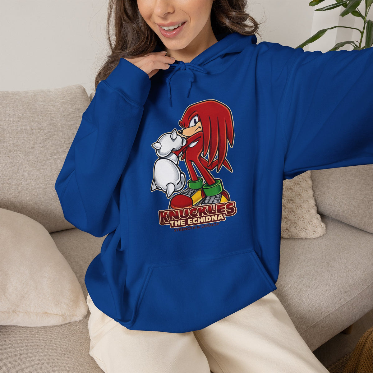 Vert Knuckles The Echidna Vintage Style Unisex Graphic Hoodie