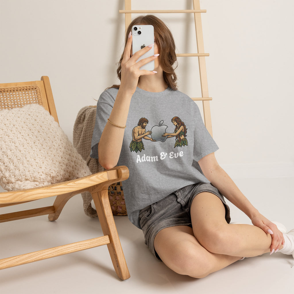 Vert Apple Adam & Eve Parody Vintage Style Unisex Cotton Graphic T-Shirt