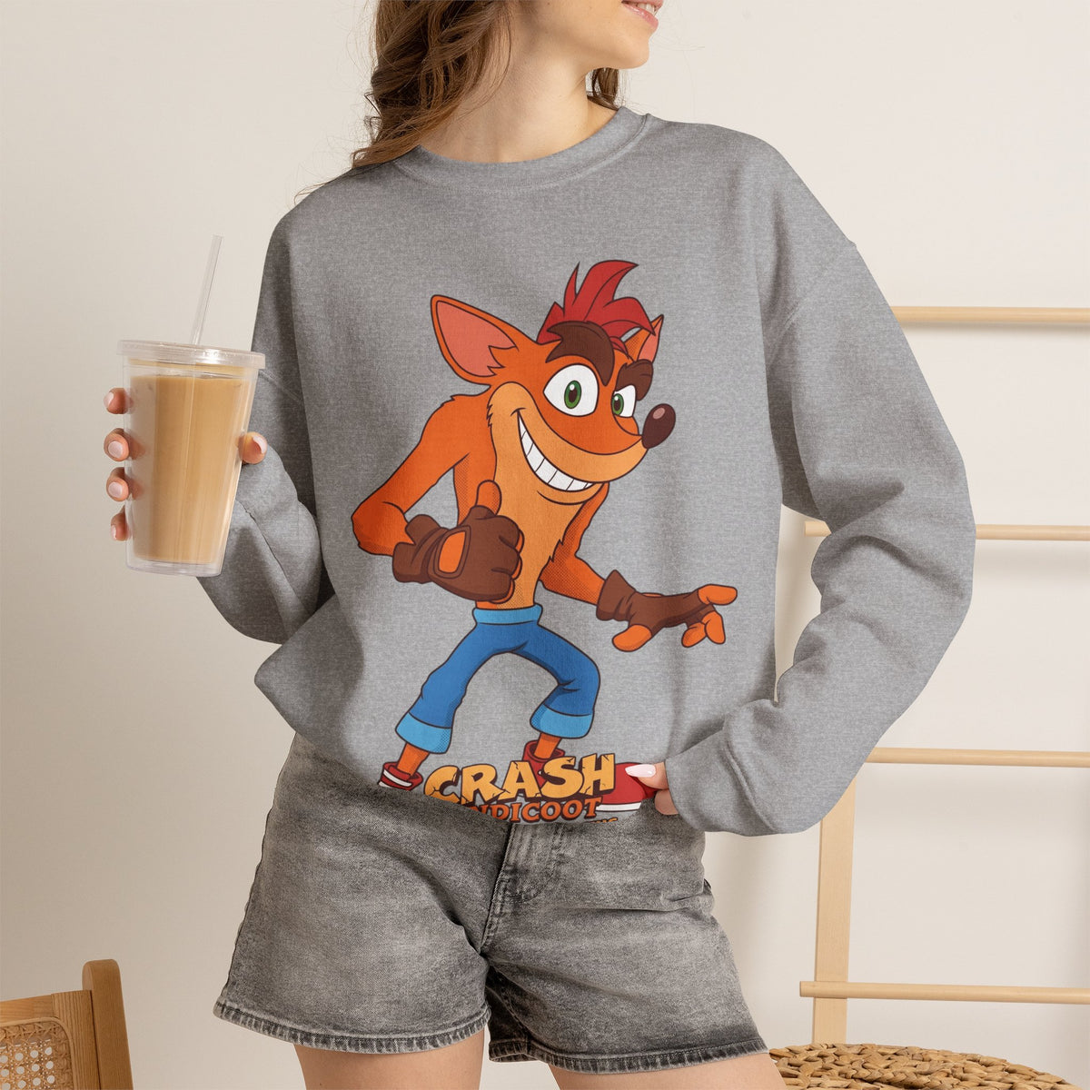 Vert Crash Bandicoot Vintage Style Unisex Graphic Crewneck Sweatshirt