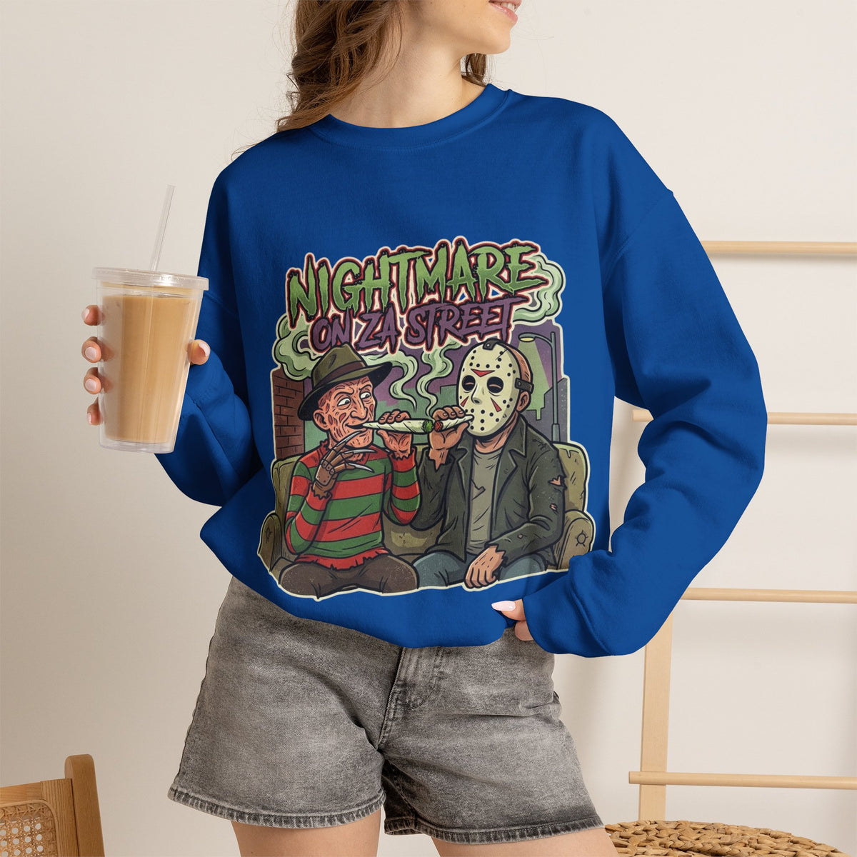 Vert Freddy & Jason Smoker Vintage Style Unisex Crewneck Sweatshirt