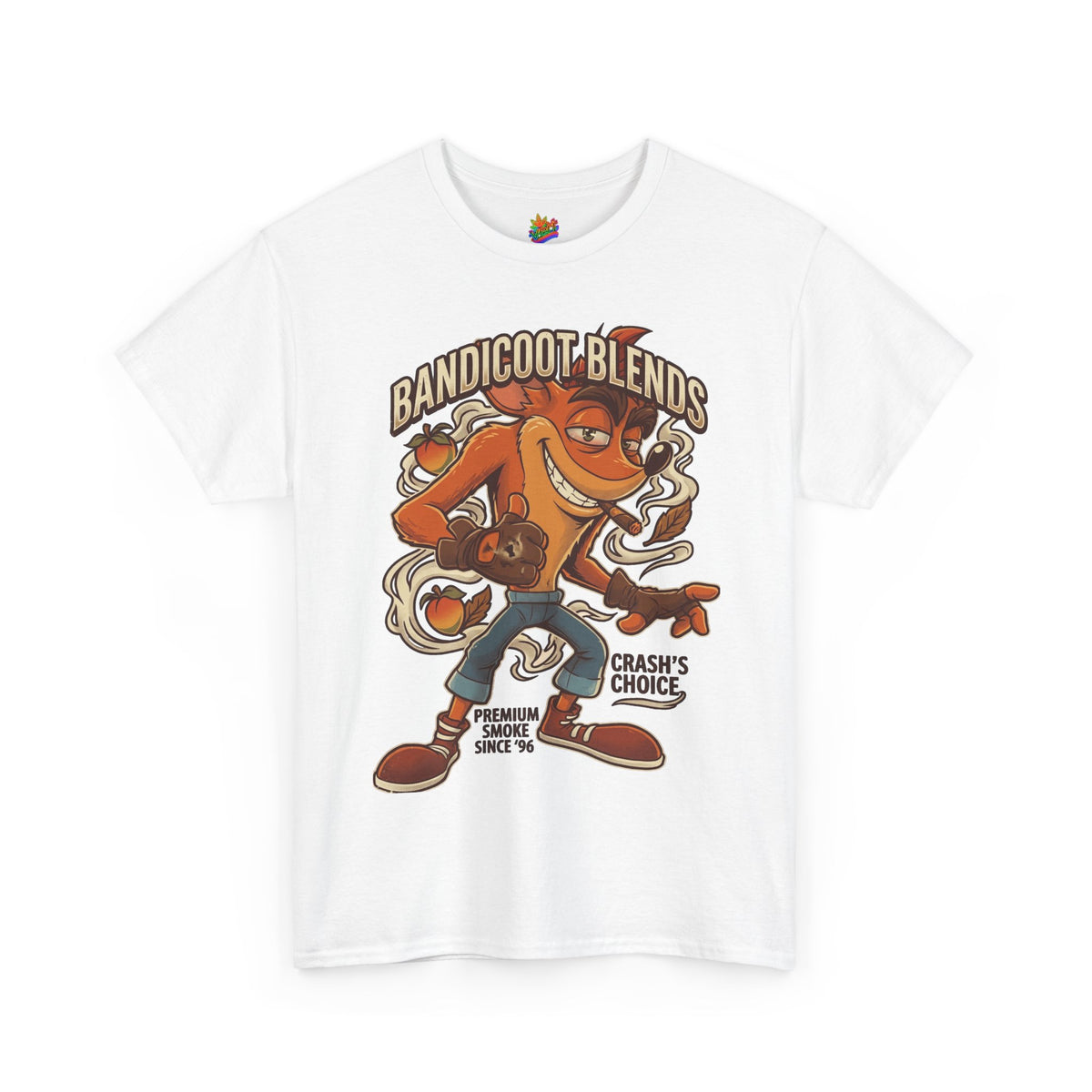 Vert Crash Bandicoot Smoker Vintage Style Unisex Cotton Graphic T-Shirt