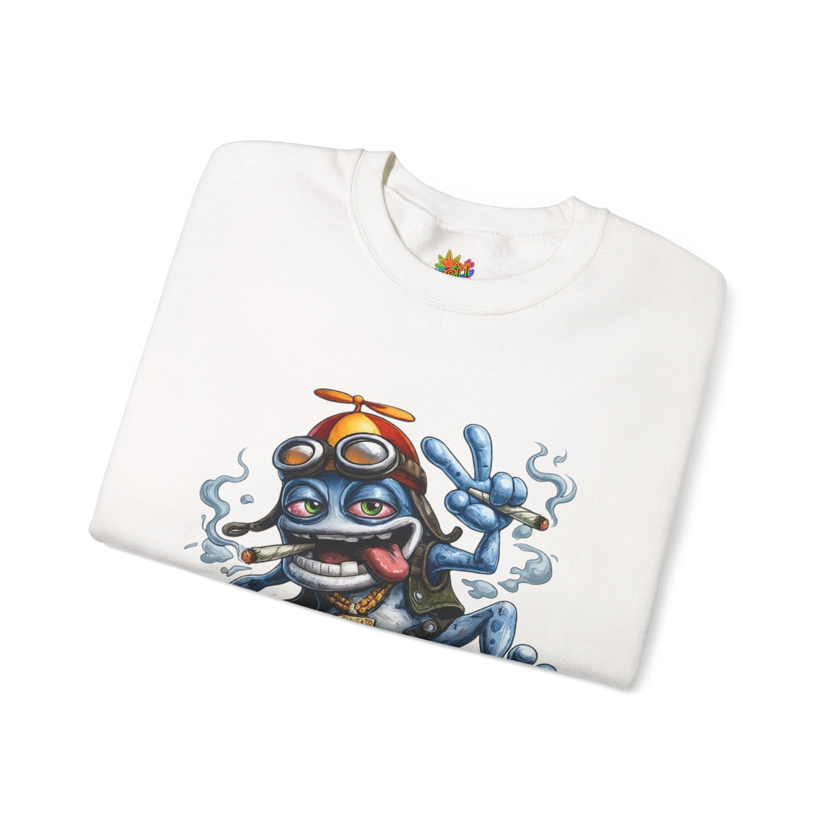 Vert Crazy Frog Smoker Vintage Style Unisex Graphic Crewneck Sweatshirt