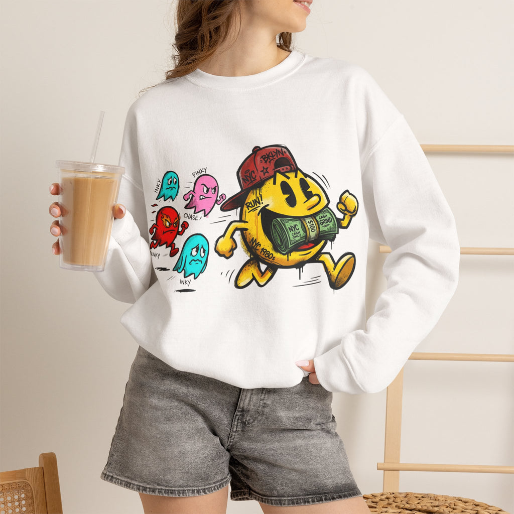 Vert NY Pac-Man Vintage Style Unisex Graphic Crewneck Sweatshirt