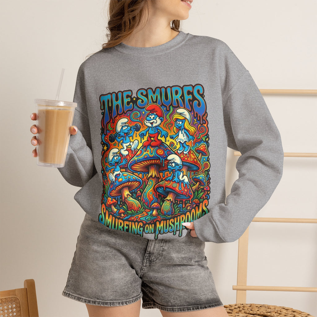 Vert Smurfs Psychedelic Vintage Style Unisex Graphic Crewneck Sweatshirt