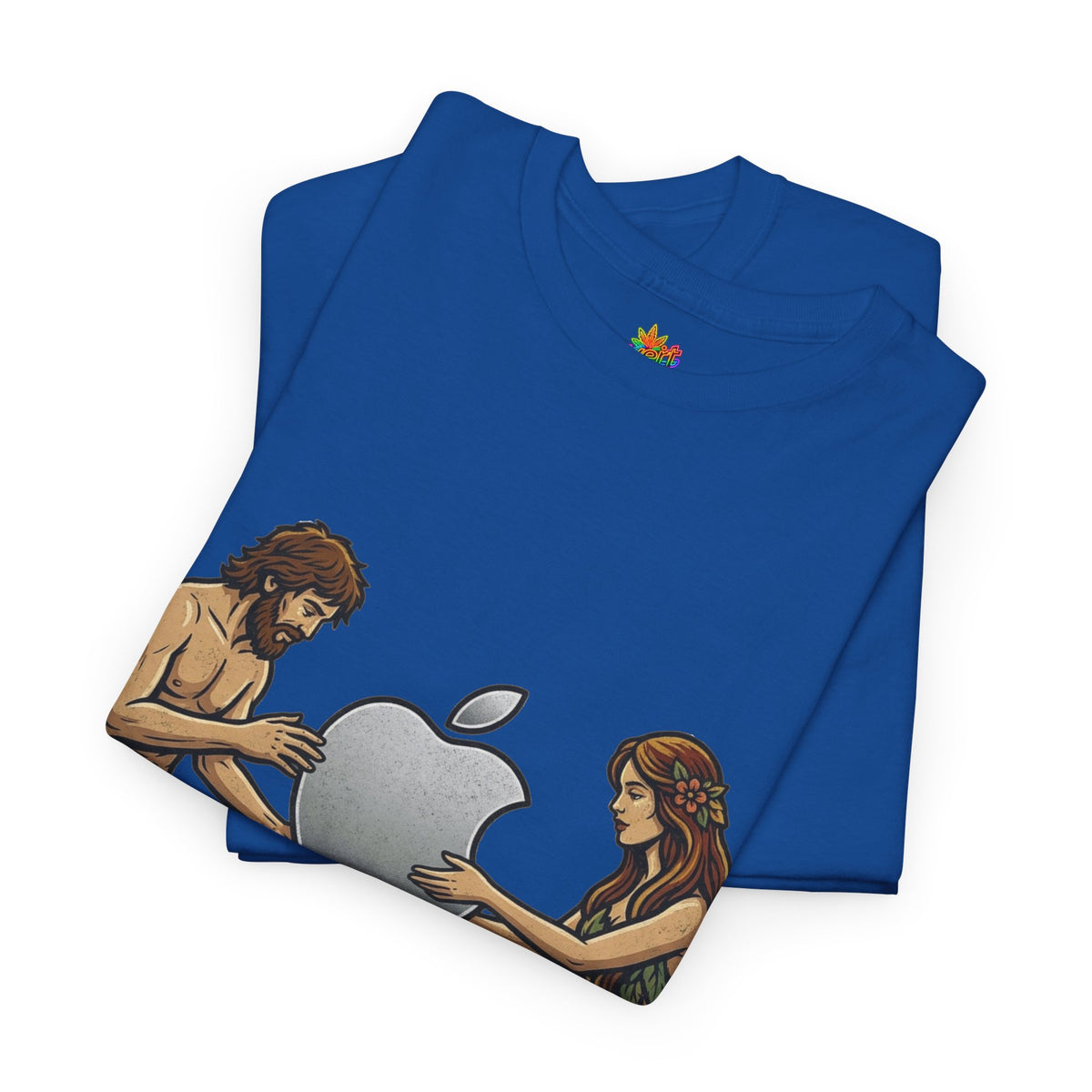 Vert Apple Adam & Eve Parody Vintage Style Unisex Cotton Graphic T-Shirt