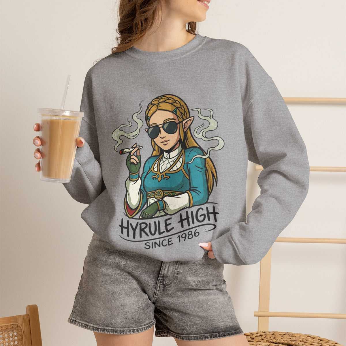 Vert Helda Vintage Style Unisex Graphic Crewneck Sweatshirt