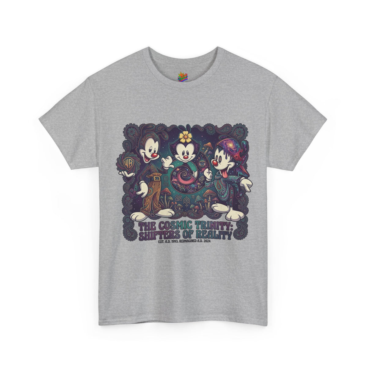 Vert Animaniacs Psychedelics Vintage Style Unisex Cotton Graphic T-Shirt