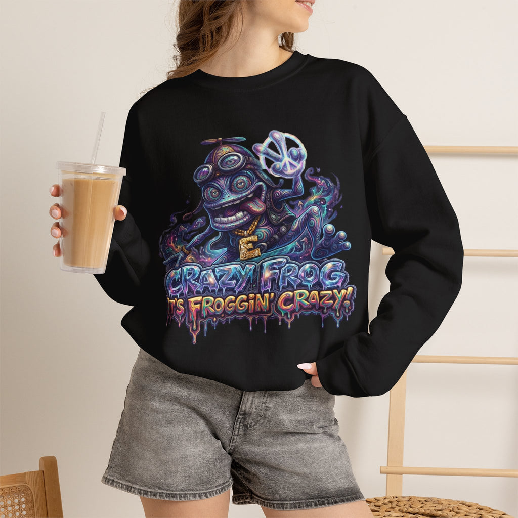 Vert Crazy Frog Psychedelic Vintage Style Unisex Graphic Crewneck Sweatshirt