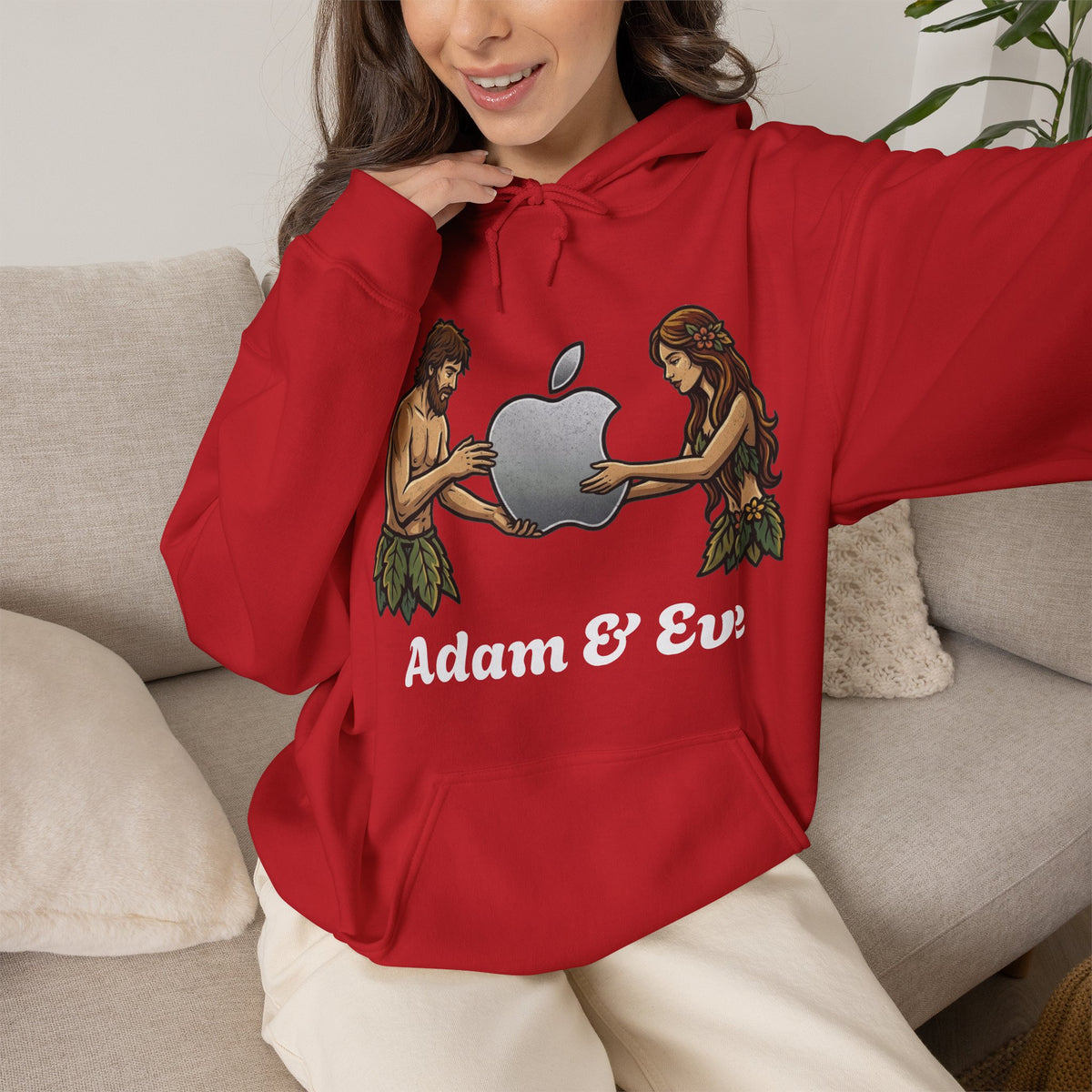 Vert Apple Adam & Eve Vintage Style Unisex Graphic Hoodie