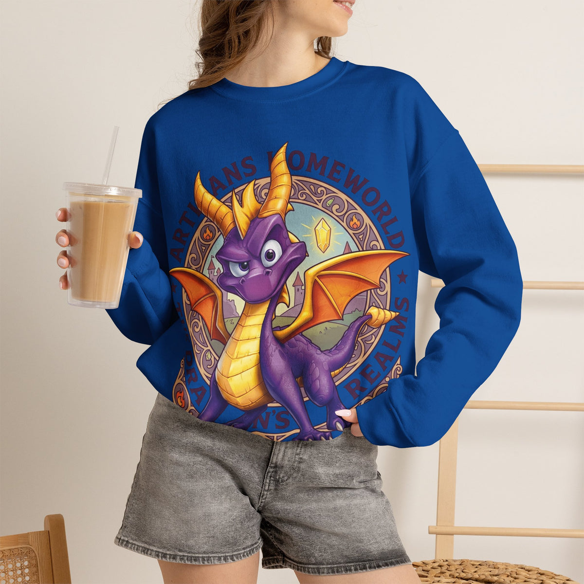Vert Spyro Vintage Style Unisex Graphic Crewneck Sweatshirt