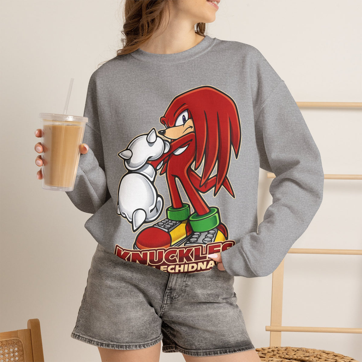 Vert Knuckles The Echidna Vintage Style Unisex Graphic Crewneck Sweatshirt