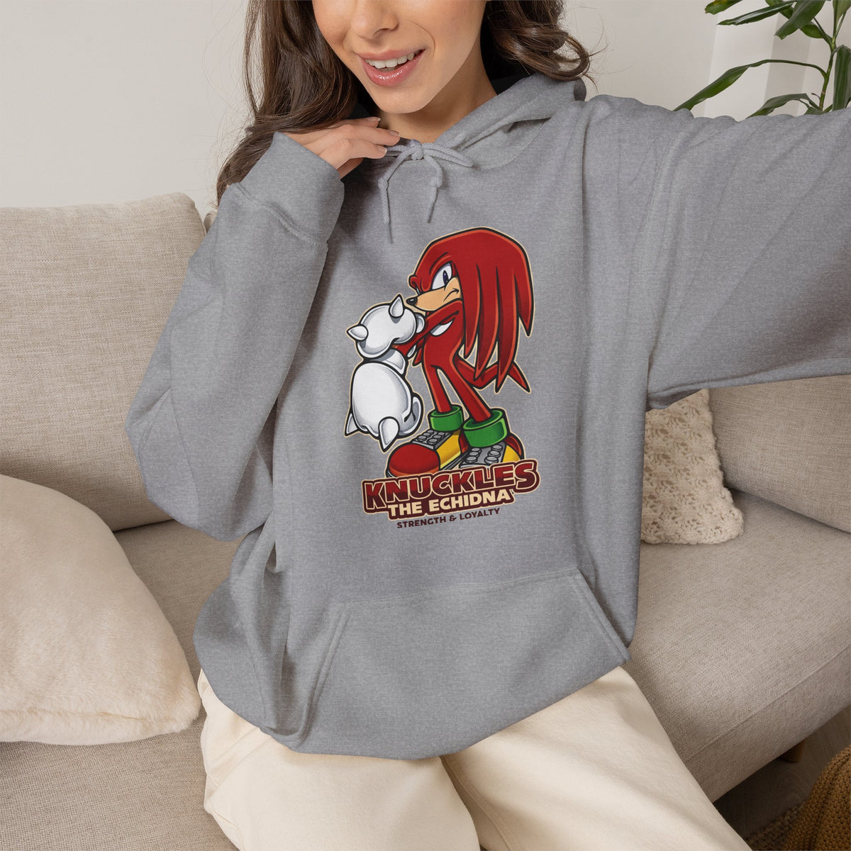 Vert Knuckles The Echidna Vintage Style Unisex Graphic Hoodie