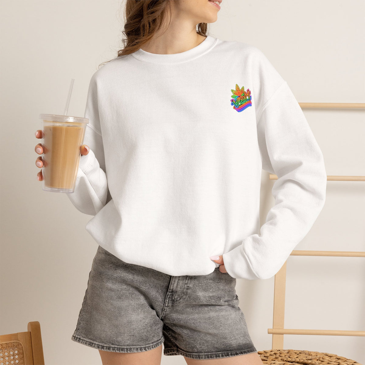 Vert Crested Neon Logo Vintage Style Unisex Graphic Crewneck Sweatshirt