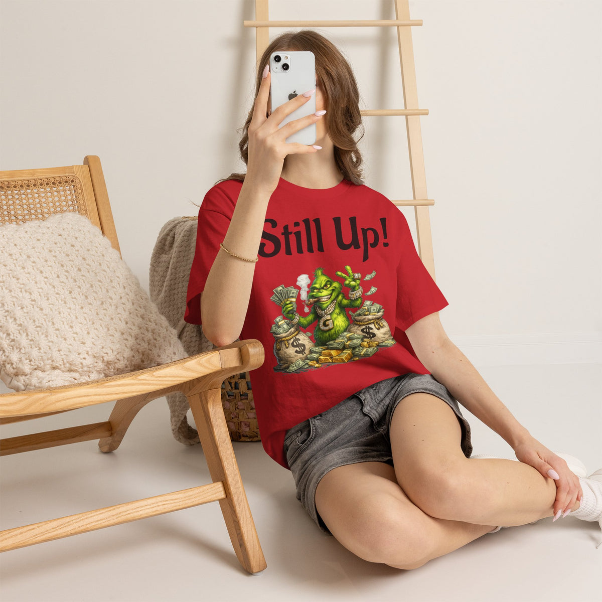 Vert Grinch Smoker Vintage Style Unisex Cotton Graphic T-Shirt