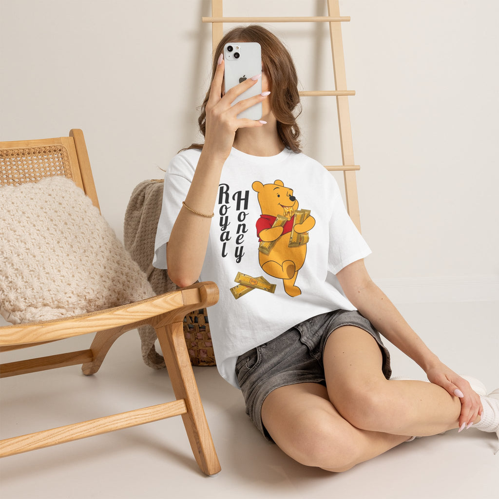 Vert Winnie The Pooh "Royal Honey" Vintage Style Unisex Cotton Graphic T-Shirt