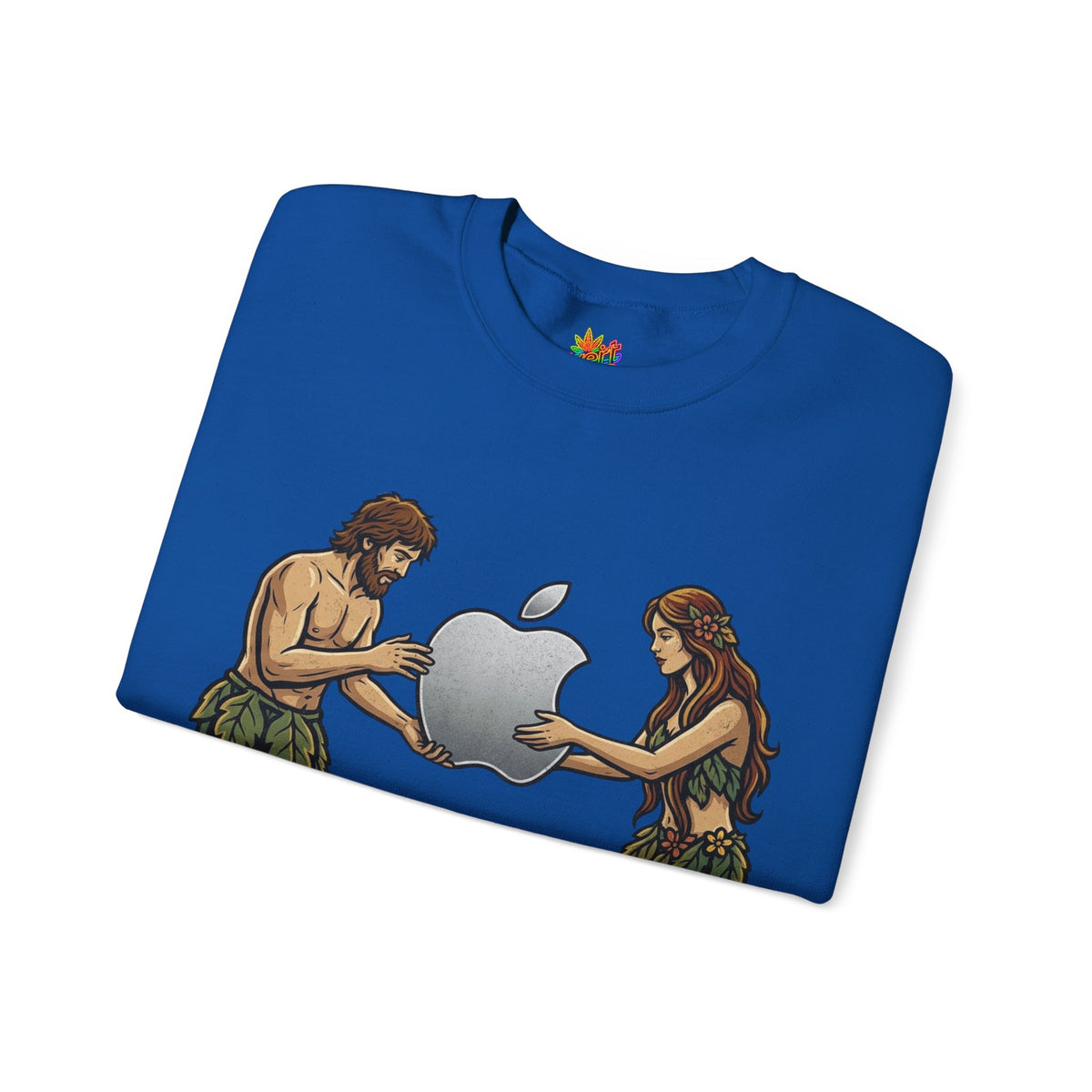 Vert Apple Adam & Eve Parody Vintage Style Unisex Graphic Crewneck Sweatshirt