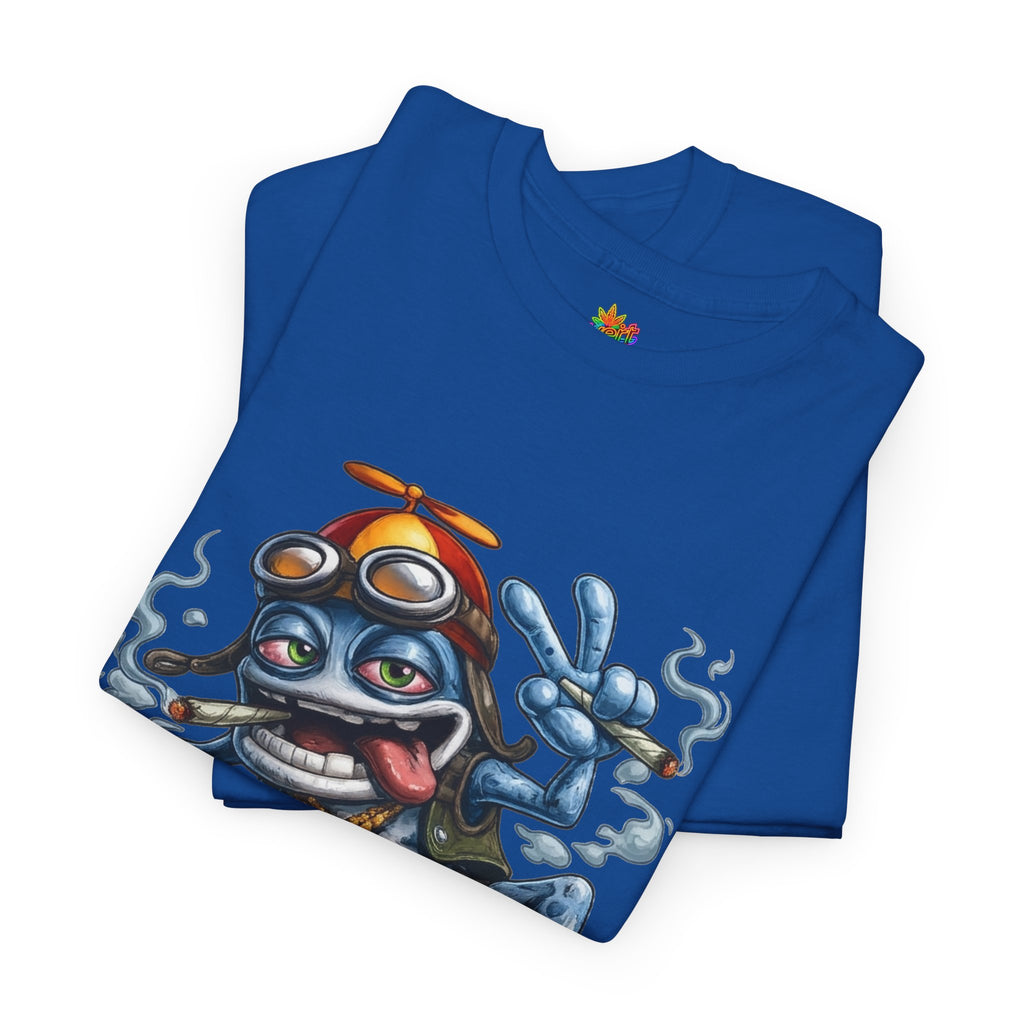 Vert Crazy Frog Smoker Vintage Style Unisex Cotton Graphic T-Shirt