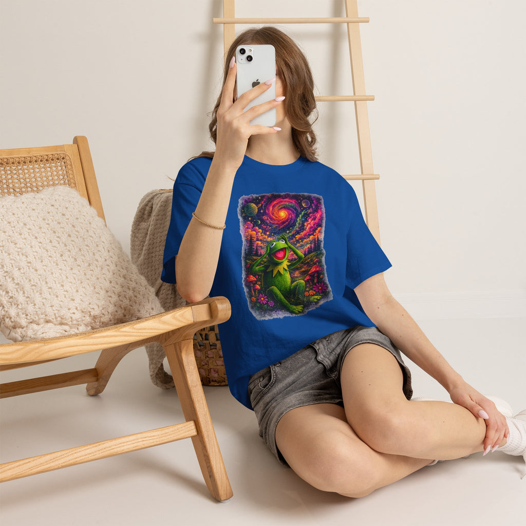 Vert Psychedelic Kermit Vintage Style Unisex Cotton Graphic T-Shirt