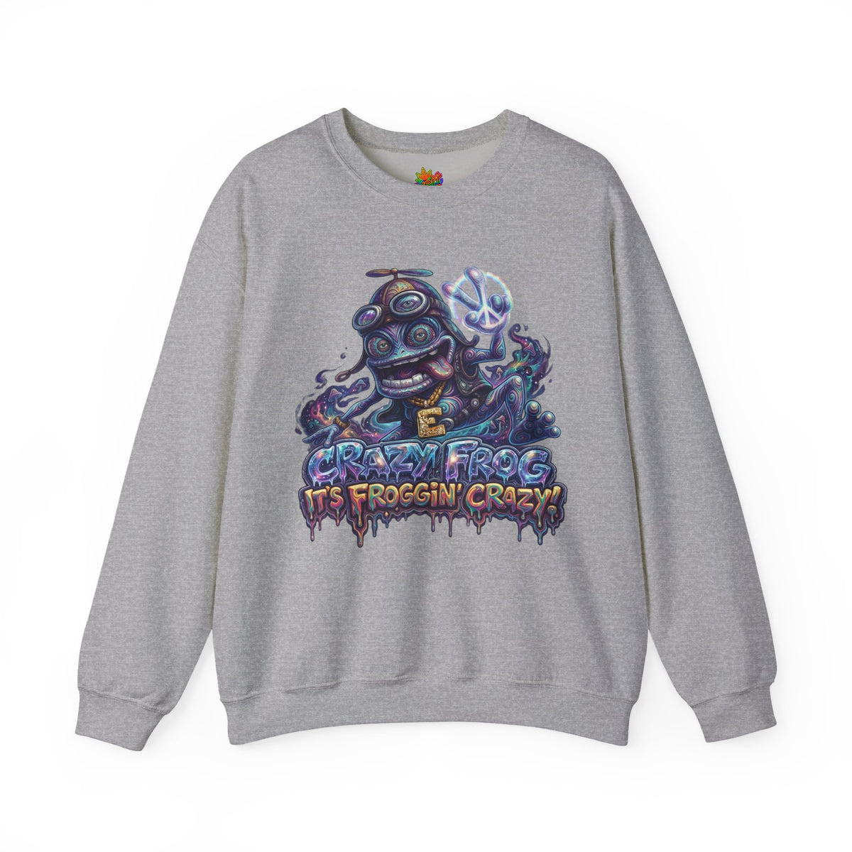 Vert Crazy Frog Psychedelic Vintage Style Unisex Graphic Crewneck Sweatshirt