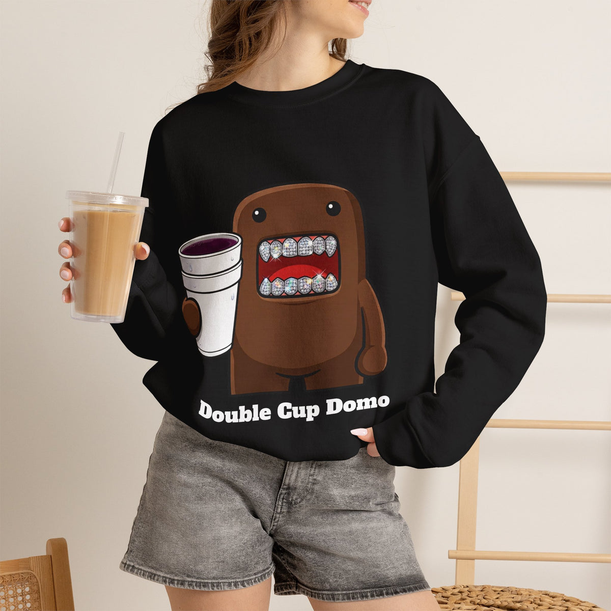 Vert Double Cup Domo Vintage Style Unisex Graphic Crewneck Sweatshirt