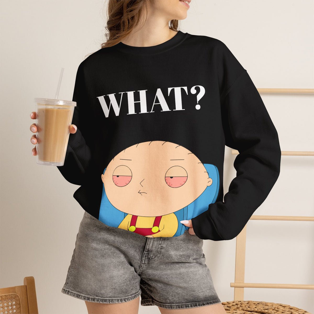 Vert Stewie Vintage Style Unisex Graphic Crewneck Sweatshirt