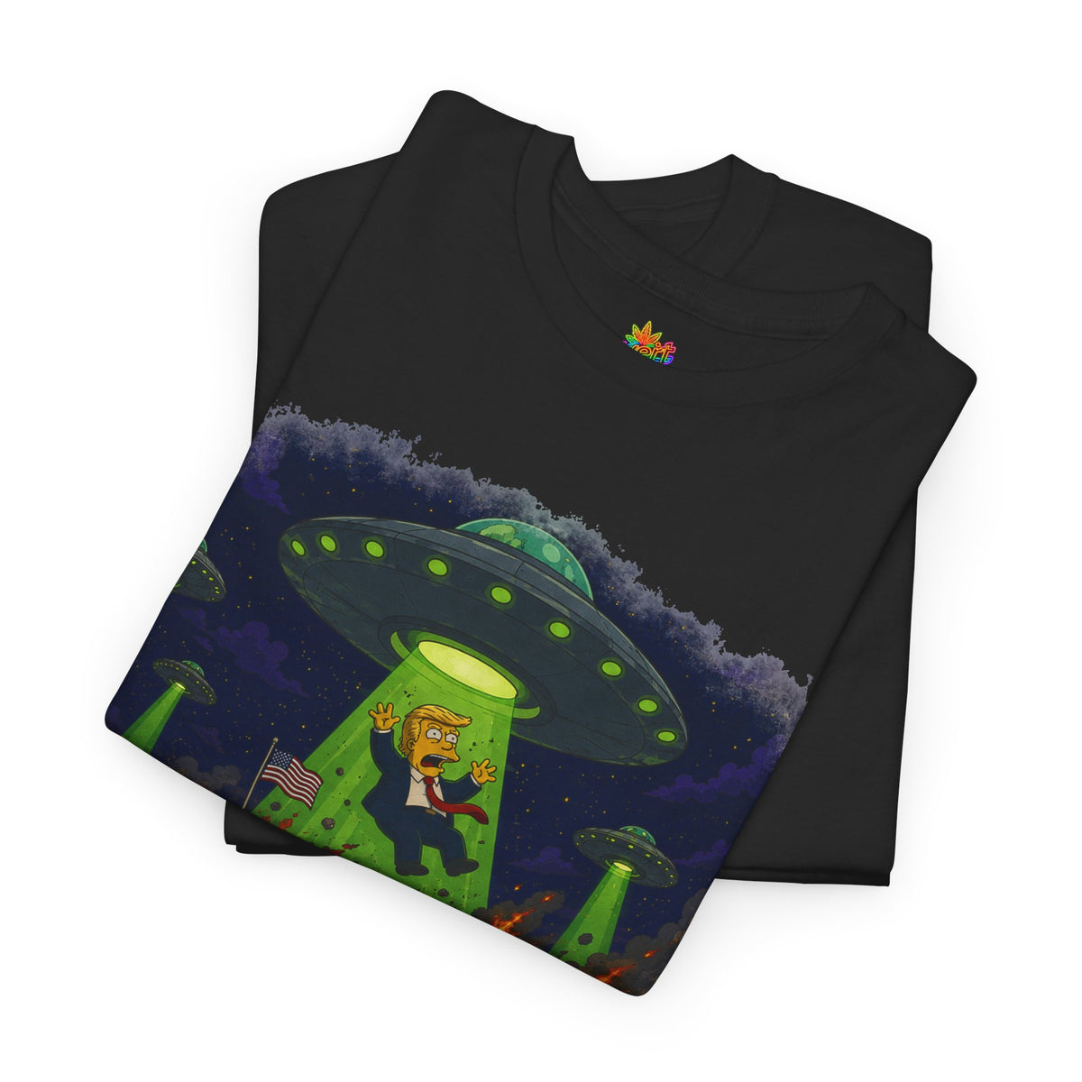 Vert Donald Trump Abduction Vintage Style Unisex Cotton Graphic T-Shirt