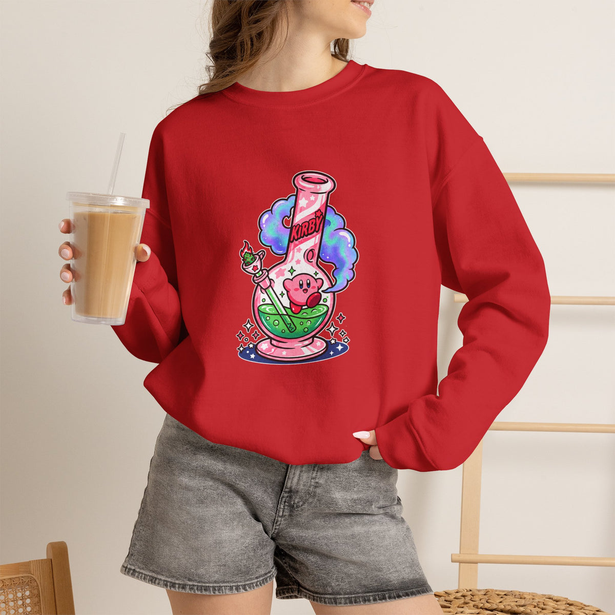 Vert Kirby Bong Vintage Style Unisex Graphic Crewneck Sweatshirt