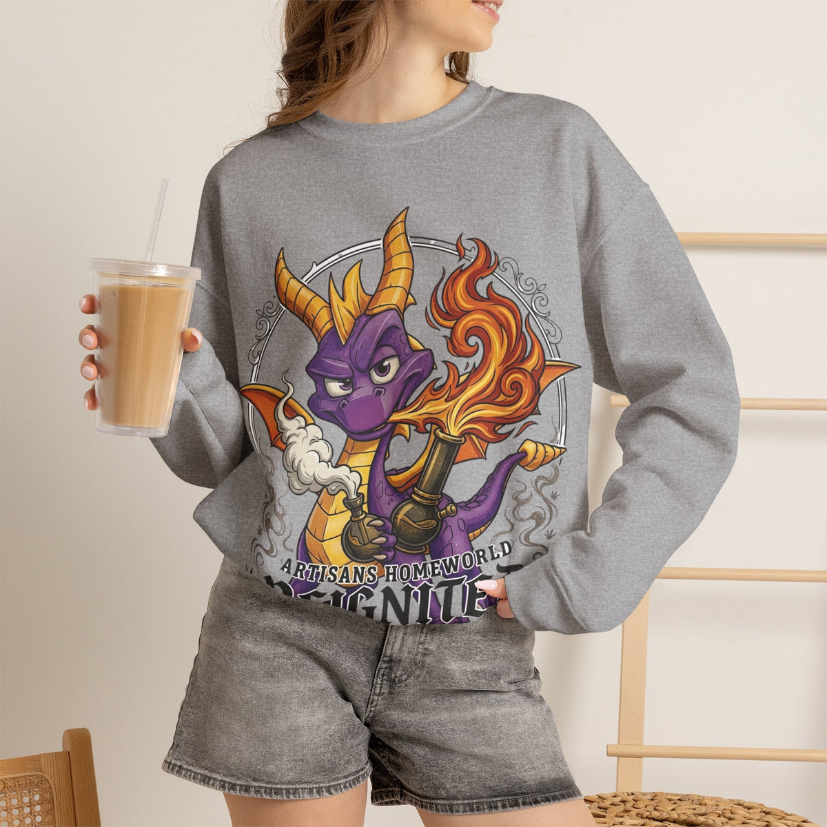 Vert Spyro Smoker Vintage Style Unisex Graphic Crewneck Sweatshirt