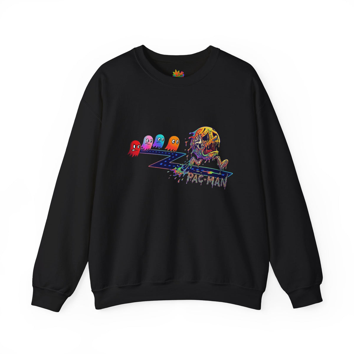 Vert Pac-Man Psychedelic Vintage Style Unisex Graphic Crewneck Sweatshirt