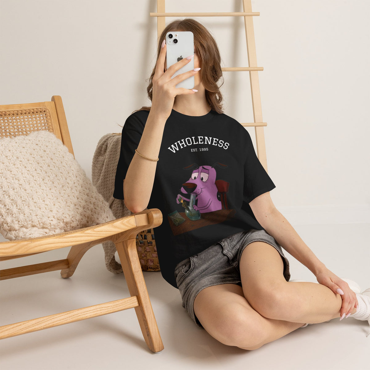 Vert Courage The Cowardly Dog Smoker Vintage Style Unisex Cotton Graphic T-Shirt