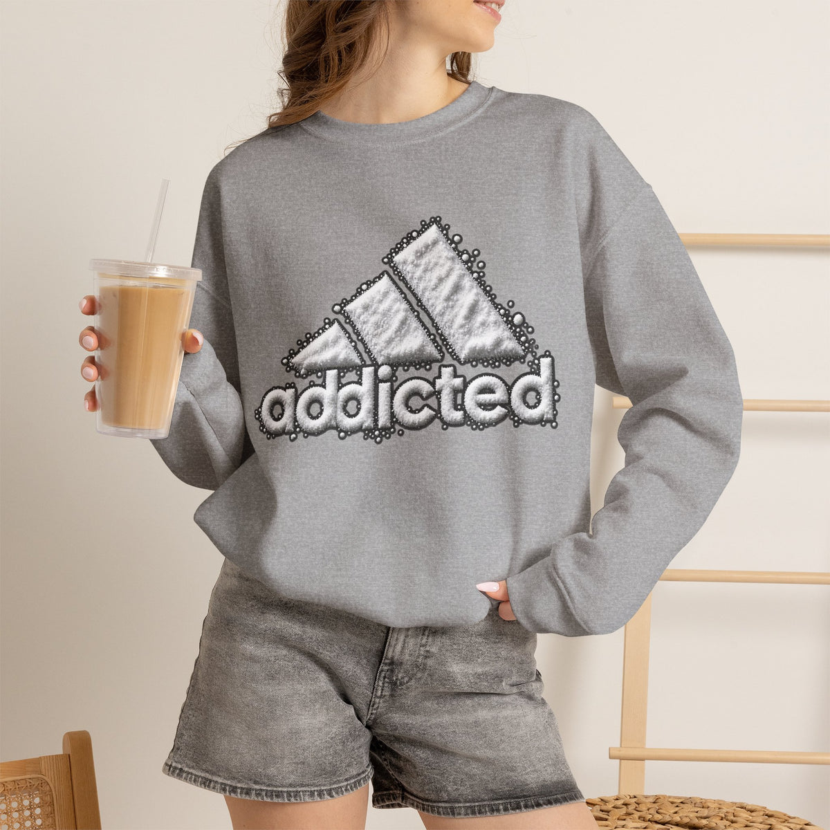 Vert Addicted Vintage Style Unisex Graphic Crewneck Sweatshirt