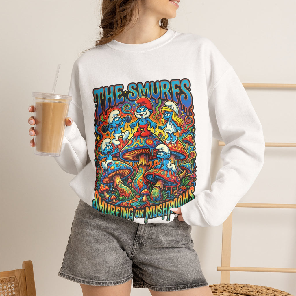 Vert Smurfs Psychedelic Vintage Style Unisex Graphic Crewneck Sweatshirt