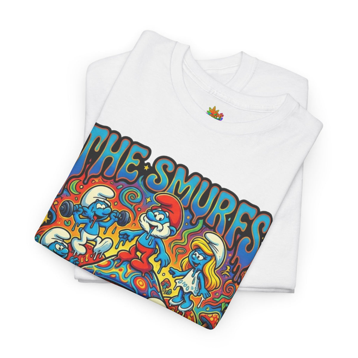 Vert Smurfs Psychedelic Vintages Style Unisex Cotton Graphic T-Shirt